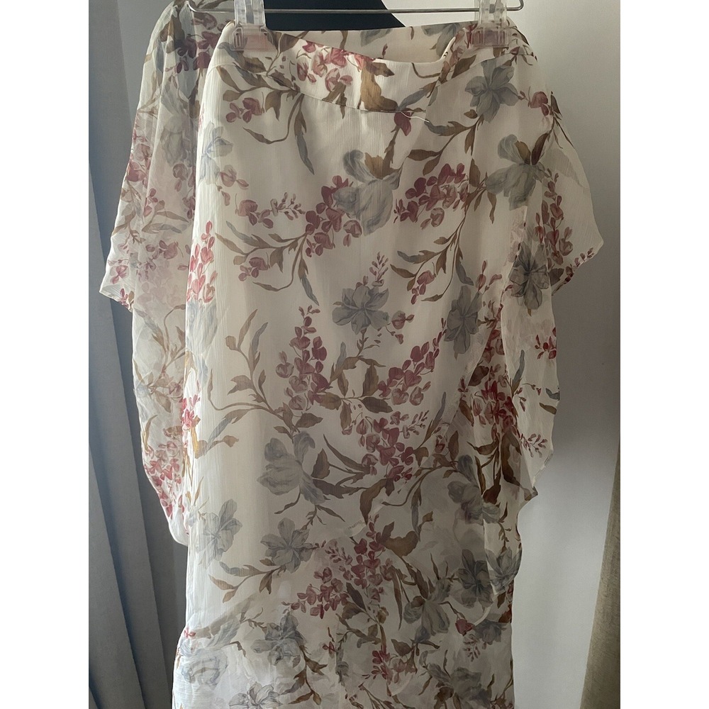NWT Vince Camuto Oasis Bloom Pearl Ivory Floral Blouse Skirt set Summer Sz XL/16 - Picture 4 of 9